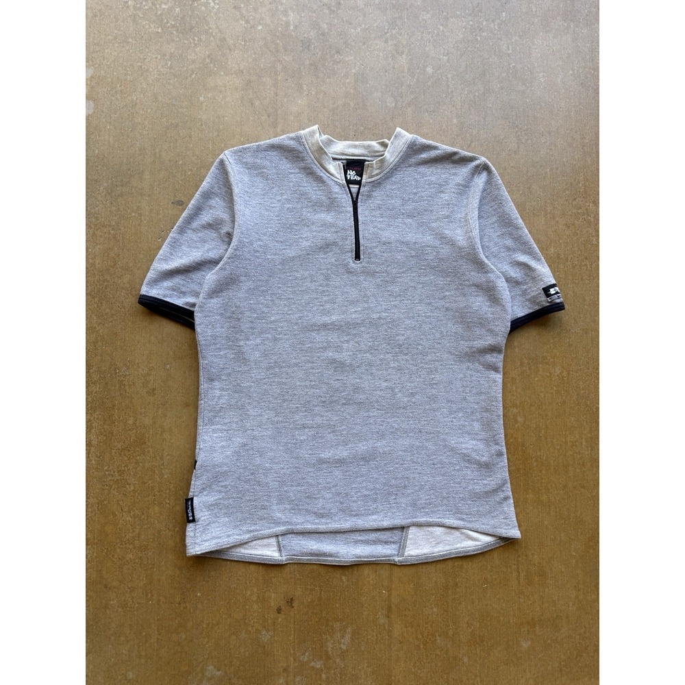 VTG 90s No Fear Cycling Biking Sportswear Gray Quarter Zip T-Shirt XL